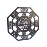 Chinese Brown Octagonal Cranes Flower Geometric Pattern Wall Panel cs5877S