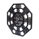 Chinese Brown Octagonal Cranes Flower Geometric Pattern Wall Panel cs5877S
