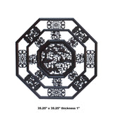 Chinese Brown Octagonal Cranes Flower Geometric Pattern Wall Panel cs5877S