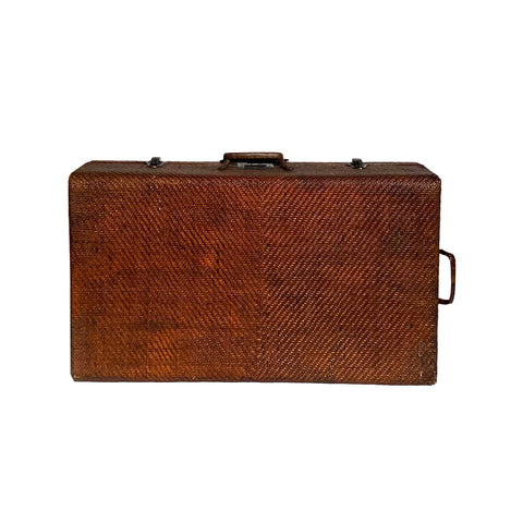 Asian Vintage Brown Stain Rattan Wood Luggage Truck Box cs5882S
