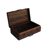 Asian Vintage Brown Stain Rattan Wood Luggage Truck Box cs5882S