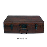Asian Vintage Brown Stain Rattan Wood Luggage Truck Box cs5882S