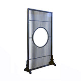 Chinese Oriental Brown Stain Open Circle Wood Panel Divider Floor Screen cs5893S