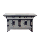 Chinese Distressed Gray Lacquer Low Sideboard Console Table Cabinet cs5899S