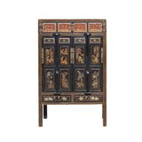 Chinese Black Golden Carving Wood Storage Wardrobe Hutch Cabinet cs5941S