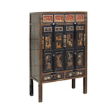 Chinese Black Golden Carving Wood Storage Wardrobe Hutch Cabinet cs5941S