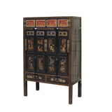 Chinese Black Golden Carving Wood Storage Wardrobe Hutch Cabinet cs5941S