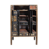 Chinese Black Golden Carving Wood Storage Wardrobe Hutch Cabinet cs5941S