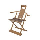 Chinese Elm Wood Wool Seat Wide Arm Folding Armchair cs5955S