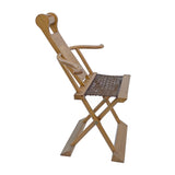 Chinese Elm Wood Wool Seat Wide Arm Folding Armchair cs5955S