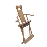 Chinese Elm Wood Wool Seat Wide Arm Folding Armchair cs5955S