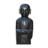 Chinese Black Color Stone Carved Standing Monk Lohon Statue cs5962S