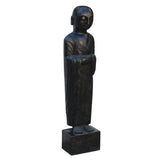 Chinese Black Color Stone Carved Standing Monk Lohon Statue cs5962S