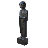 Chinese Black Color Stone Carved Standing Monk Lohon Statue cs5962S