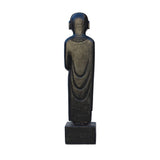 Chinese Black Color Stone Carved Standing Monk Lohon Statue cs5962S