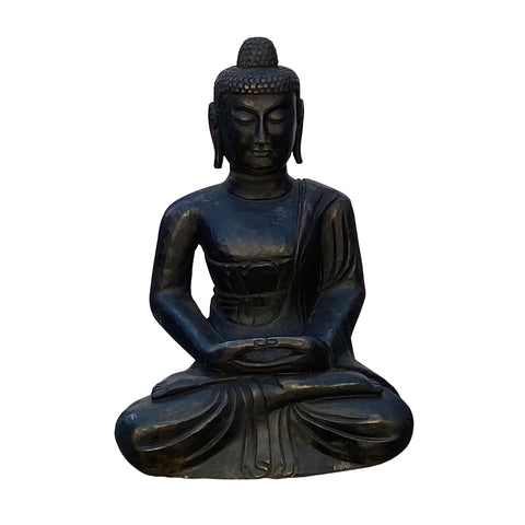 Stone Buddha - black stone Zen Buddha - Garden Statue