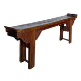 Chinese Rustic Brown Vintage Ru Yi Wood Side Altar Console Table cs5969S