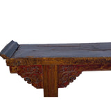 Chinese Rustic Brown Vintage Ru Yi Wood Side Altar Console Table cs5969S