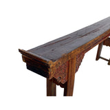 Chinese Rustic Brown Vintage Ru Yi Wood Side Altar Console Table cs5969S
