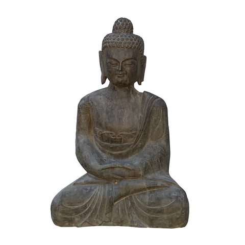 Stone Buddha - Gray stone Zen Buddha - Garden Statue