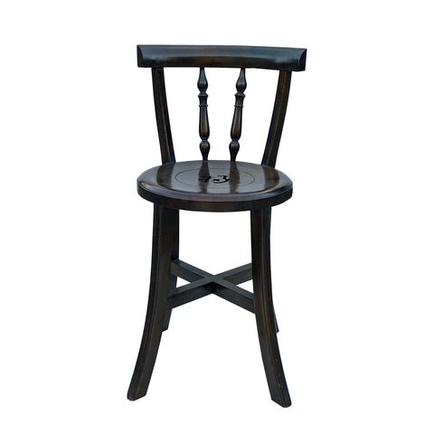 Chinese Handmade Round Brown Stain Fok Side Chair w Back cs5983