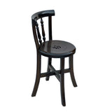 Chinese Handmade Round Brown Stain Fok Side Chair w Back cs5983