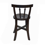 Chinese Handmade Round Brown Stain Fok Side Chair w Back cs5983