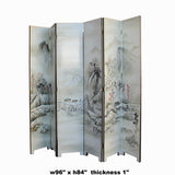 Off White Base Oriental Mountain Trees Scenery Theme Graphic Screen cs5985S