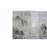 Off White Base Oriental Mountain Trees Scenery Theme Graphic Screen cs5985S