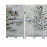 Off White Base Oriental Mountain Trees Scenery Theme Graphic Screen cs5985S
