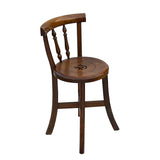 Chinese Handmade Round Light Brown Stain Fok Side Chair w Back cs6002