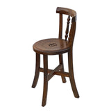 Chinese Handmade Round Light Brown Stain Fok Side Chair w Back cs6002
