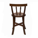 Chinese Handmade Round Light Brown Stain Fok Side Chair w Back cs6002