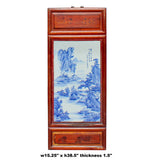 Vintage Chinese Wood Frame Porcelain Mountain Scenery Wall Plaque Panel cs6006S
