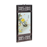 Vintage Chinese Wood Frame Porcelain Flower Birds Wall Plaque Panel cs6009S