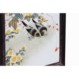Vintage Chinese Wood Frame Porcelain Flower Birds Wall Plaque Panel cs6009S
