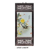 Vintage Chinese Wood Frame Porcelain Flower Birds Wall Plaque Panel cs6009S