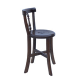 Chinese Handmade Round Brown Stain "Shou" Side Chair w Back cs6023