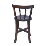 Chinese Handmade Round Brown Stain "Shou" Side Chair w Back cs6023