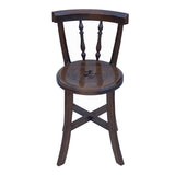 Chinese Handmade Round Brown Stain "Shou" Side Chair w Back cs6023