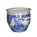 blue white pot - porcelain pot - oriental planter