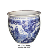 Chinese Blue White Oriental Flower People Scenery Porcelain Pot cs6029S