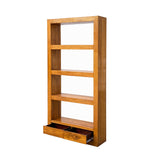 Elm Wood Brown 4 Shelves 2 Drawers Bookcase Display Cabinet cs6032S