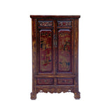 Chinese Vintage Brown Golden Scenery Armories  Storage Cabinet cs6059S