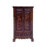 Chinese Vintage Brown Golden Scenery Armories  Storage Cabinet cs6059S