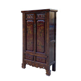 Chinese Vintage Brown Golden Scenery Armories  Storage Cabinet cs6059S