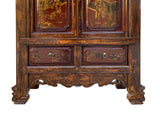 Chinese Vintage Brown Golden Scenery Armories  Storage Cabinet cs6059S