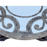 Vintage Estate Round Ribbon Cross Pattern Marble Top Coffee Table cs6081S