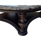 Vintage Estate Round Ribbon Cross Pattern Marble Top Coffee Table cs6081S