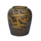 Vintage Finish Chinese Brown Dragon Motif Ceramic Planter Pot cs6086S